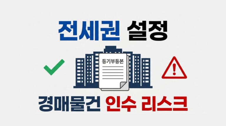 전세권 설정 경매물건의 인수 리스크를 강조한 썸네일 이미지