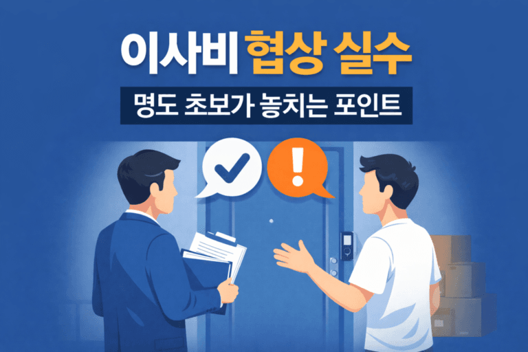 경매 명도 과정의 이사비 협상 실수를 보여주는 썸네일 이미지