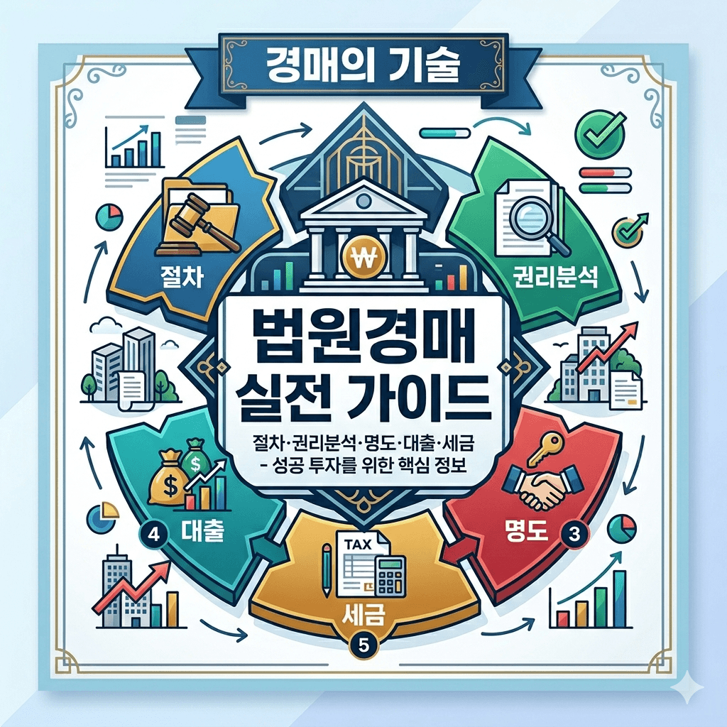 경매의 기술 메인 이미지 : 법원 경매 가이드 다이어그램