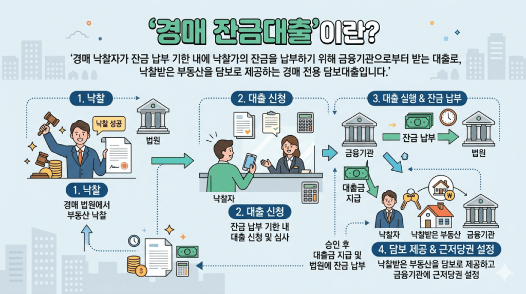 경매 잔금대출 진행 순서 다이어그램