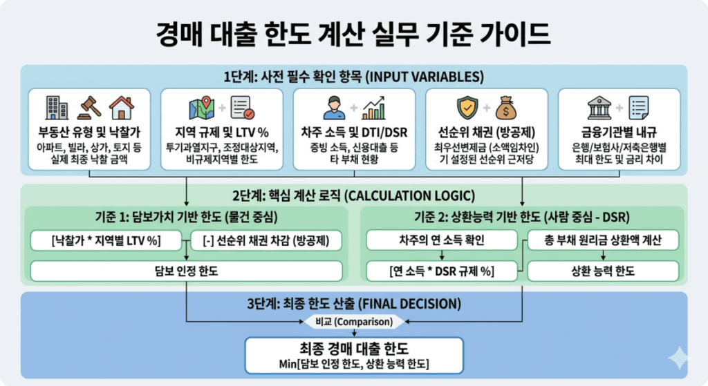 경매 대출 한도 계산 실무 가이드 다이어그램