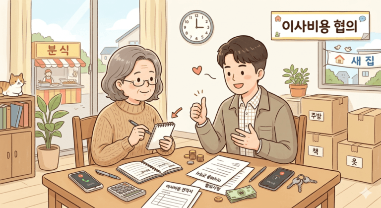 경매 명도비 협의하는 모습 일러스트