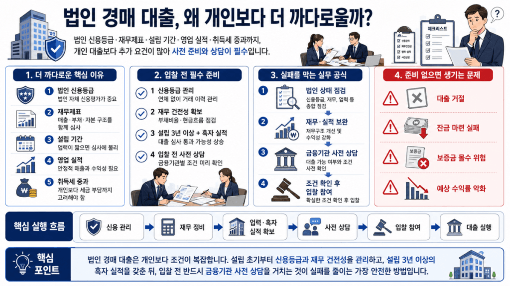 법인 경매 대출 성공 전략 인포그래픽