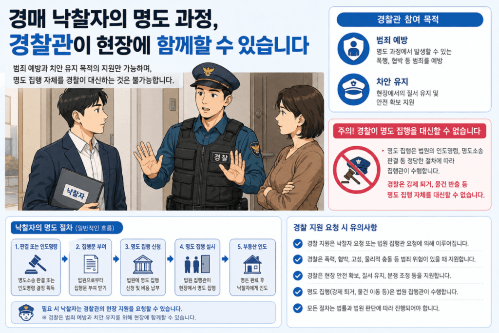 명도 경찰 입회 과정 인포그래픽