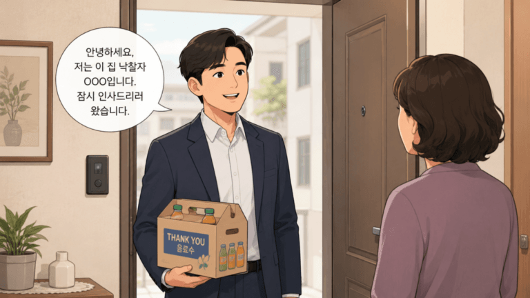 명도 방문 주의사항 숙지 후 방문하는 낙찰자의 모습