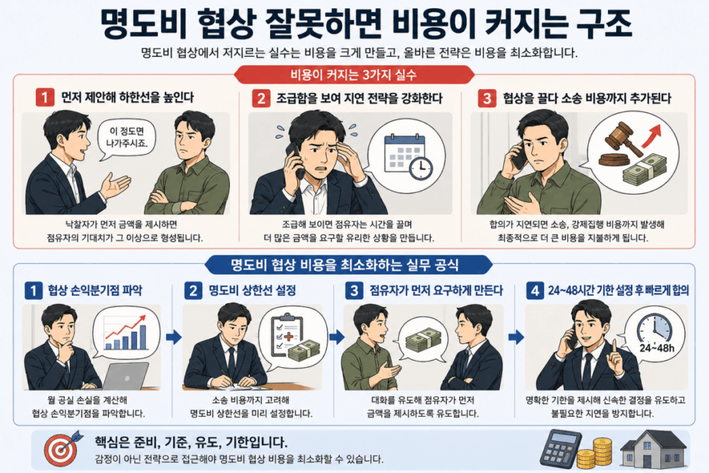 명도비 협상 전략 인포그래픽